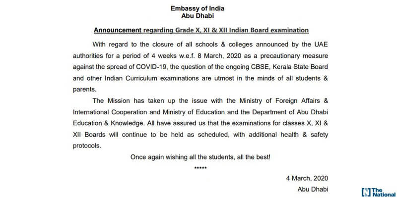 Coronavirus: Exams at UAE's Indian schools to go ahead despite shutdown