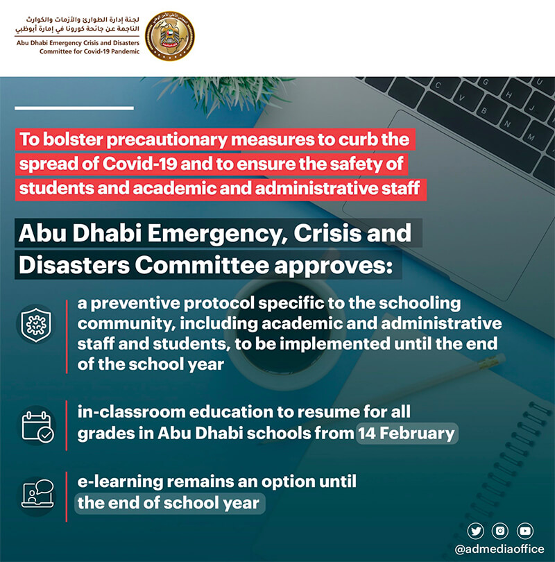 UAE schools: Students to return to on-site classes from Feb 14