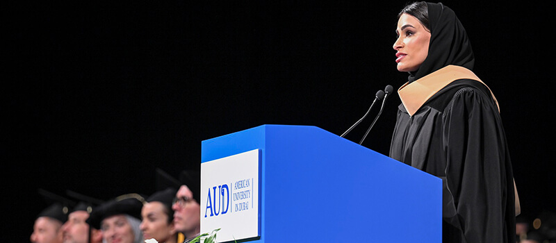 Alumna, Moaza Al Marri, delivers keynote address at AUD graduation ceremony